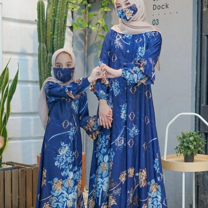 gamis couple ibu dan anak Hasanah maxi motif/fashion muslim terbaru