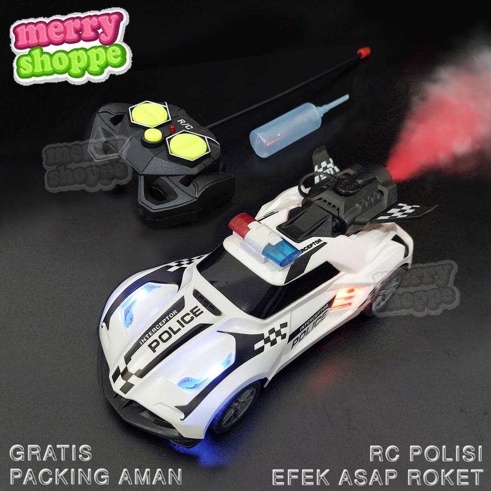 ( COD ) Mobil Asap RC Spray Car Remote Control Polisi Efek Roket Jet Turbo dengan lampu ,.
