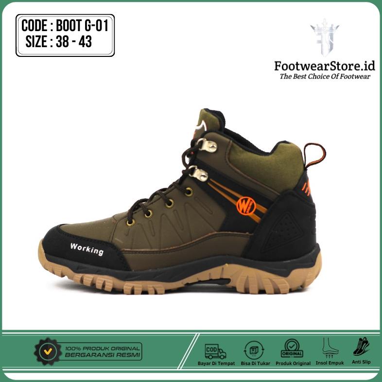 Terjangkau Sepatu Boots Boot Hiking Pria Spatu Gunung Outdoor Original Import Kulit Asli Warna Hitam