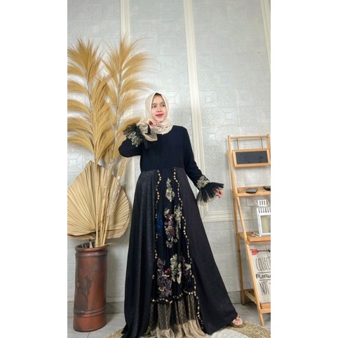 PRELOVED GAMIS SYARI PESTA VINIRA HITAM/FORMAL