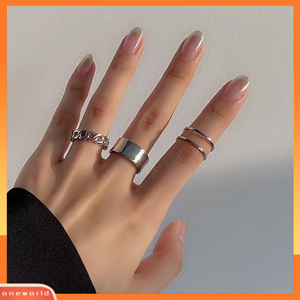 3pcs / Set Cincin Knuckle Model Terbuka Dapat Disesuaikan Untuk Aksesoris Perhiasan