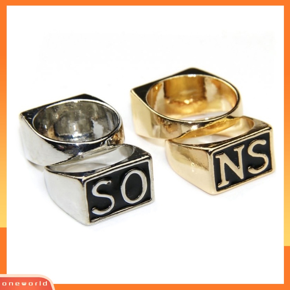 (ord) 2pcs / set Cincin Stainless Steel Motif Sons of Anarchy Gaya Punk Untuk Pasangan / Pria / Wanita