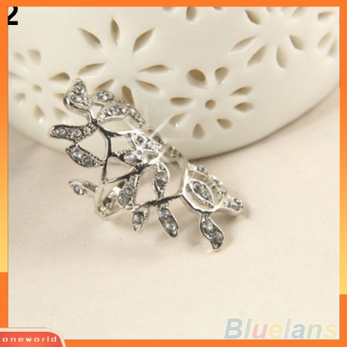 (ord) Cincin Knuckle Desain Daun Hollow Hias Berlian Imitasi Untuk Wanita