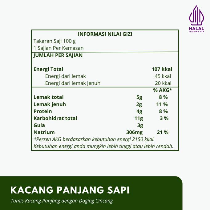 

Frozen Food Satu Porsi Kacang Panjang Sapi sal