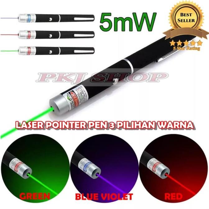 

Ready...Ready...Ready...] Laser Pointer Pen 5mW dengan 3 Varian Warna Hijau Ungu dan Merah
