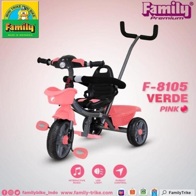 Baru Sepeda Anak Bayi Stroller Roda 3 Family Verde F 8105 Musik Murah Store_Lorray