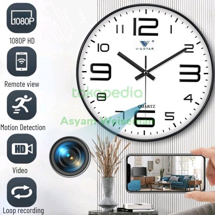 Spycam Spy Camera Cctv Jam Dinding Ip Kamera Tersembunyi 4K Wifi Clock Cctv
