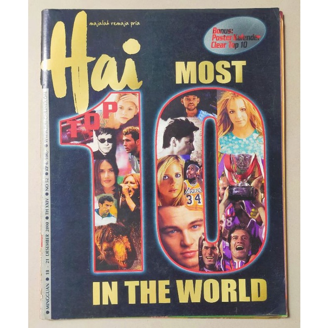 Majalah Hai 18 Desember 2000 : HAI Most Top 10 In The World - Britney - Soccer - Dewa 19