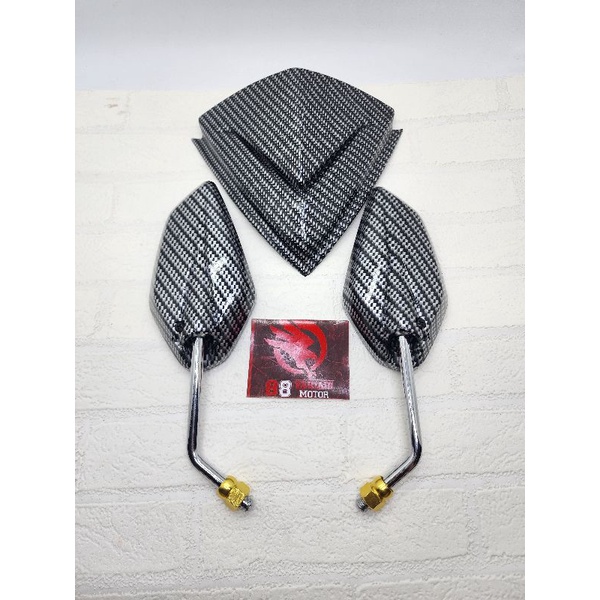 Paket Visor Karbon Mio Sporty + Spion Yamaha Jupiter Karbon Gagang Chrome