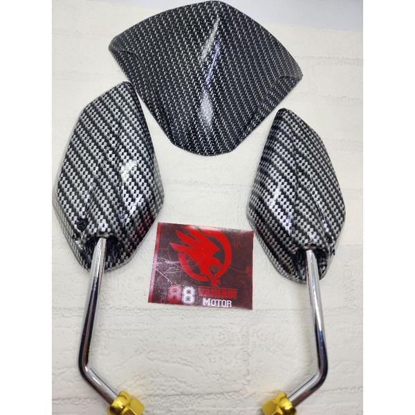 Paket Visor Karbon Jupiter Mx Lama + Spion Jupiter Karbon Gagang Chrome