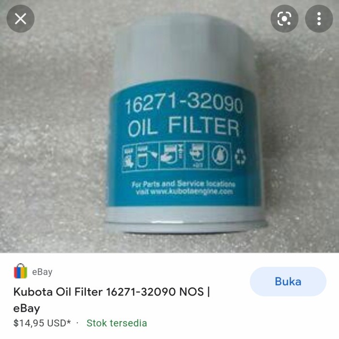 MLSI Filter Oli Kubota Genuine 16271-32090