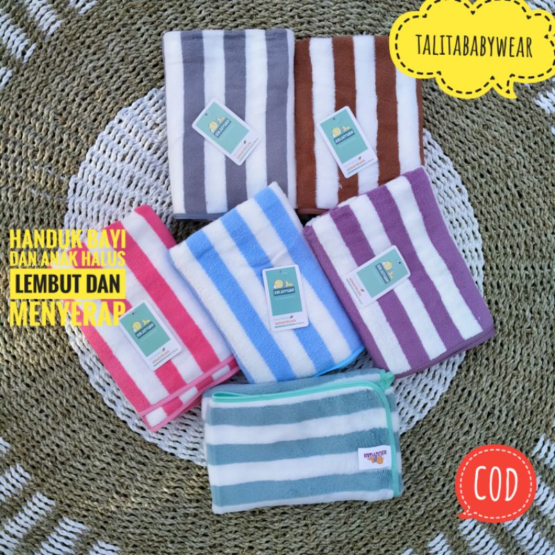 Handuk Bayi Dan Anak Size 50x100 Cm Motif Salur/Lap Mandi talitababywear