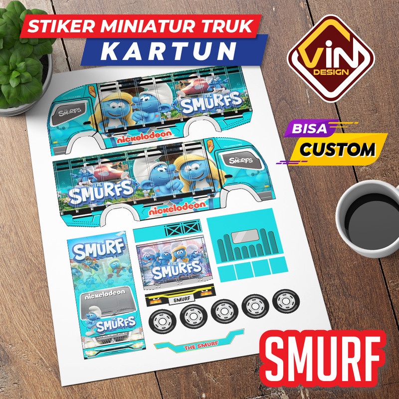 STIKER MINIATUR TRUK / SMURF / KARTUN / POLA STICKER MINIATUR TRUCK OLENG