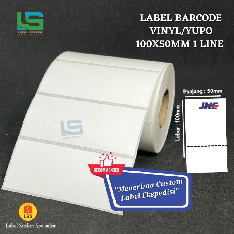 

Label Vinyl 100X50 MM, Stiker Yupo 100X50 MM Isi 1000 PCS