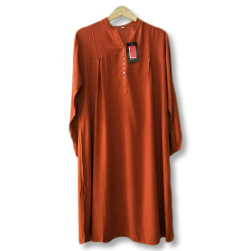 TUNIK KATUN RAYON JUMBO POLOS MERAH BATA