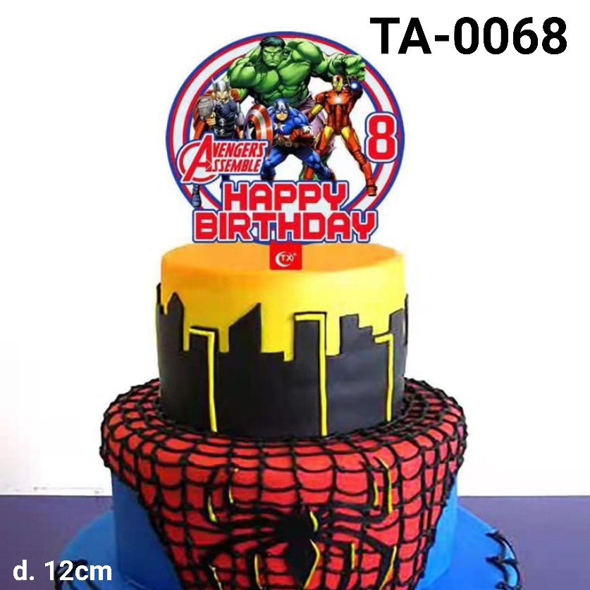 TA-0068 Cake topper akrilik happy birthday avenger superhero hulk thor (tulisan akrilik)