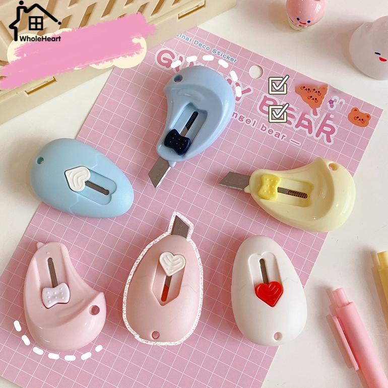 

Mini Paper Cutting Knife Portable Candy Color Cute Chick Egg Shape Safety Cutter