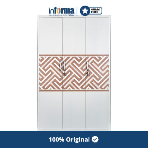 INFORMA - INFORMA BENNET LEMARI PAKAIAN 3 PINTU - PUTIH/COKELAT BEST SELLER
