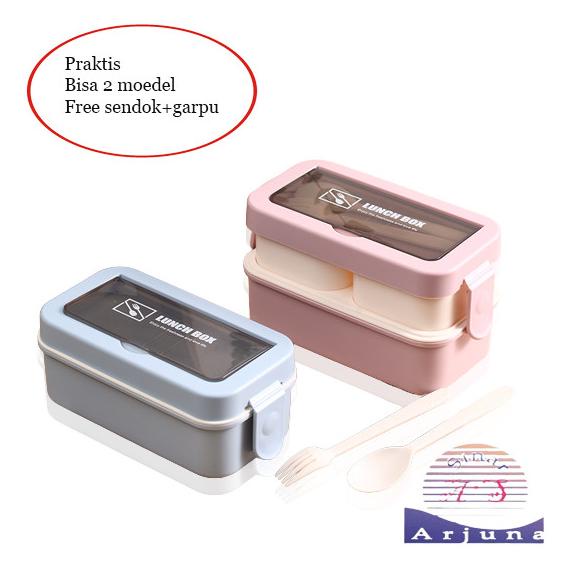 LUNCH BOX SET SUSUN 2/ KOTAK BEKAL PREMIUM ANTI TUMPAH ANTI BOCOR