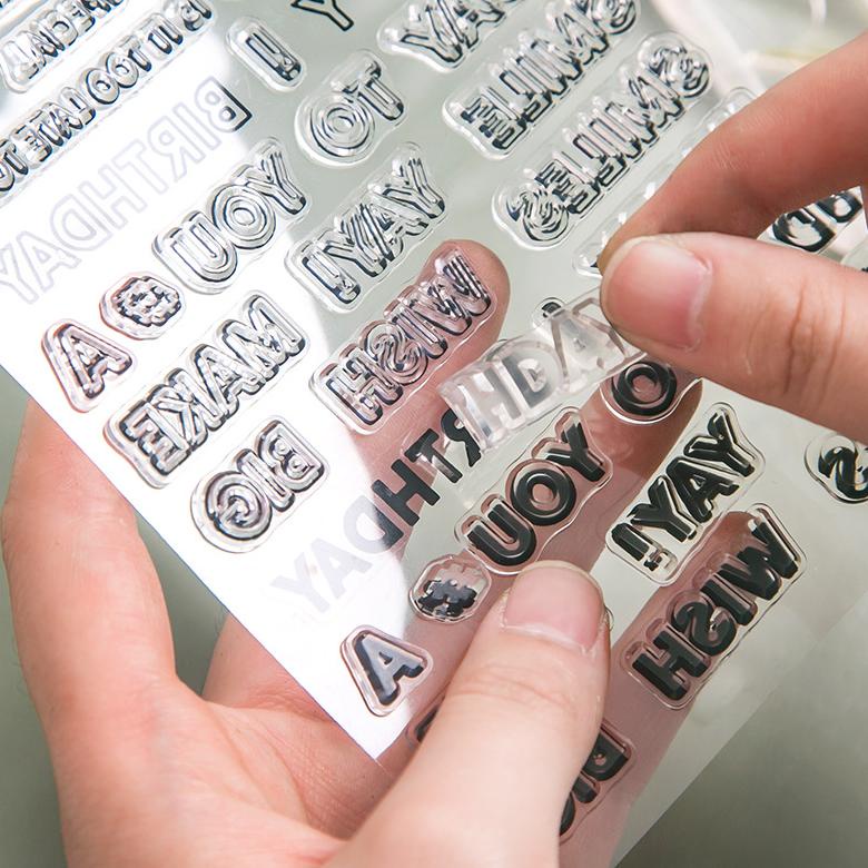 

Stempel Bahan Silikon Desain Alfabet/Angka/Gambar Transparan Gaya Vintage untuk Album Scrapbook DIY