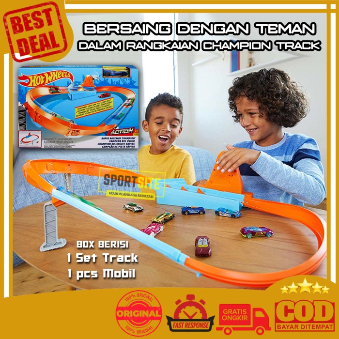 Flash Sale Hot Wheels Rapid Raceway Champion Track Set Lintasan Mobil Mainan Anak Terlaris