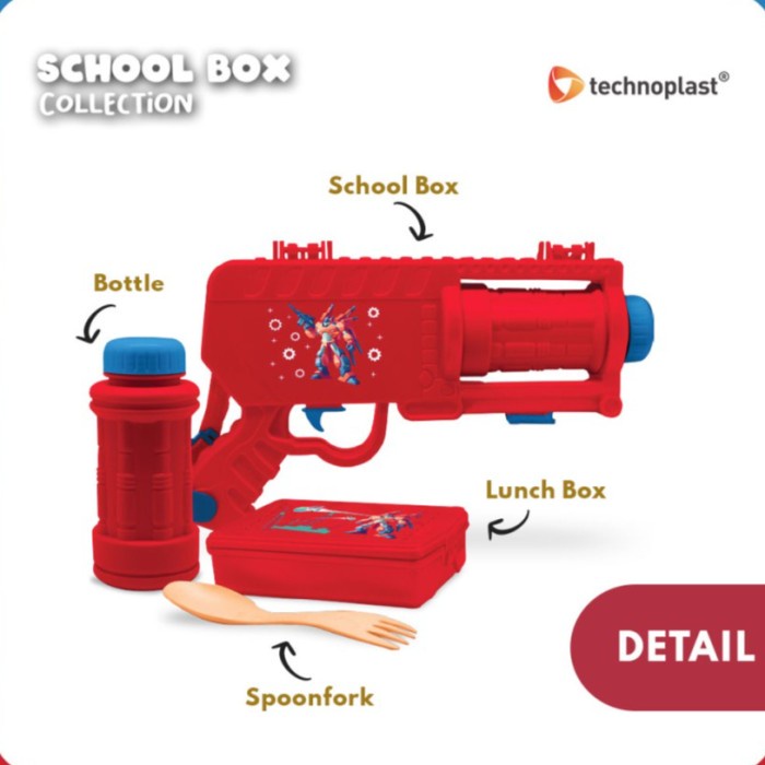 TECHNOPLAST ROBOT HEROS SCHOOL LUNCH BOX SET KOTAK MAKAN BOTOL MINUM TERMURAH 