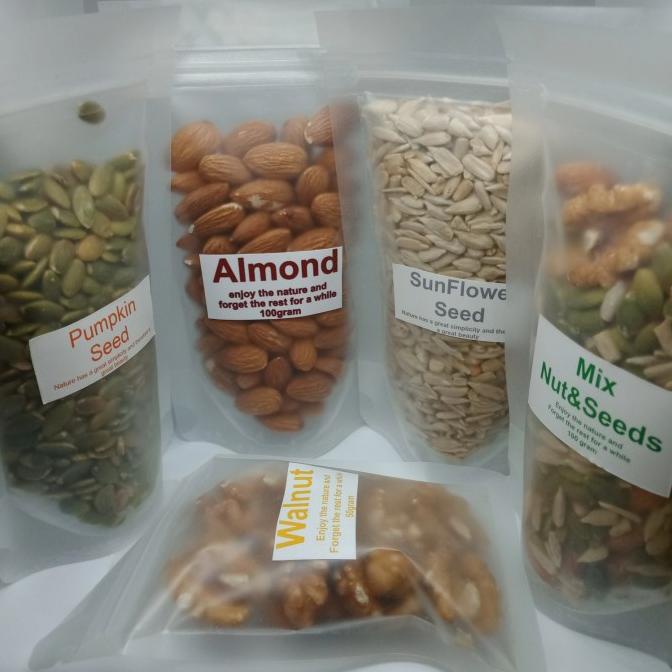 

Promo Promo Almond,Walnut,Pumpkin Seed,SunFlower Seed,Mix Nut&Seed (5pcs)