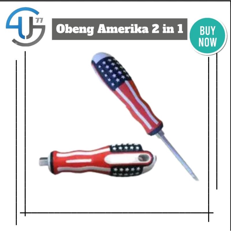 US359 Obeng Amerika Bolak Balik Min Plus 2in1 Screwdriver - + USA Mata Gagang By Toko Haji Usman