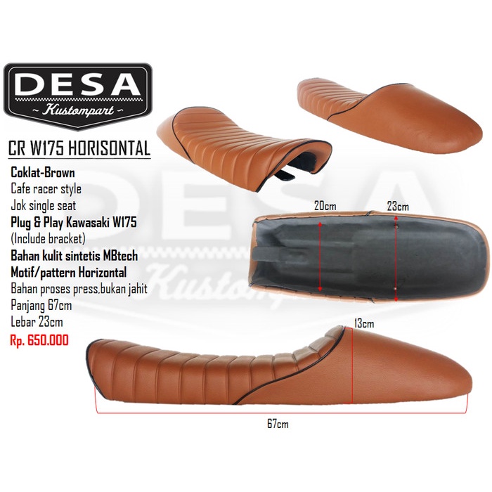 JOK CAFE RACER W175 HORISONTAL COKLAT MUDA