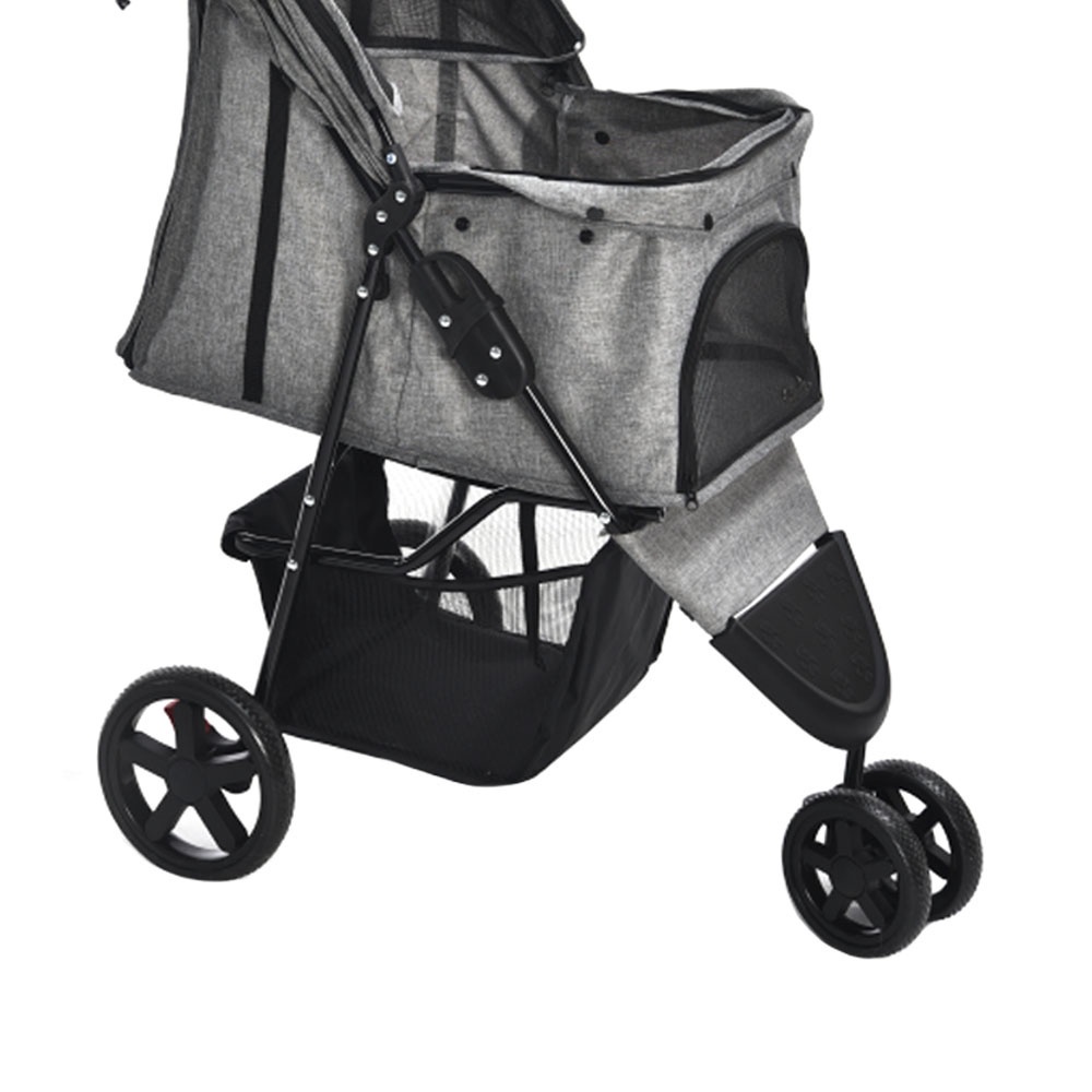 Pawever Pets Stroller Hewan Dengan 3 Roda - Abu-Abu Kereta Dorong Anabul Pet Trolley Troli Anjing Kucing Kebutuhan Hewan Peliharaan