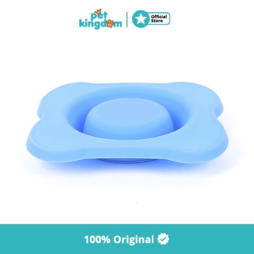 Tempat Makan Hewan Bone Shape Silicone Ukuran M - Biru