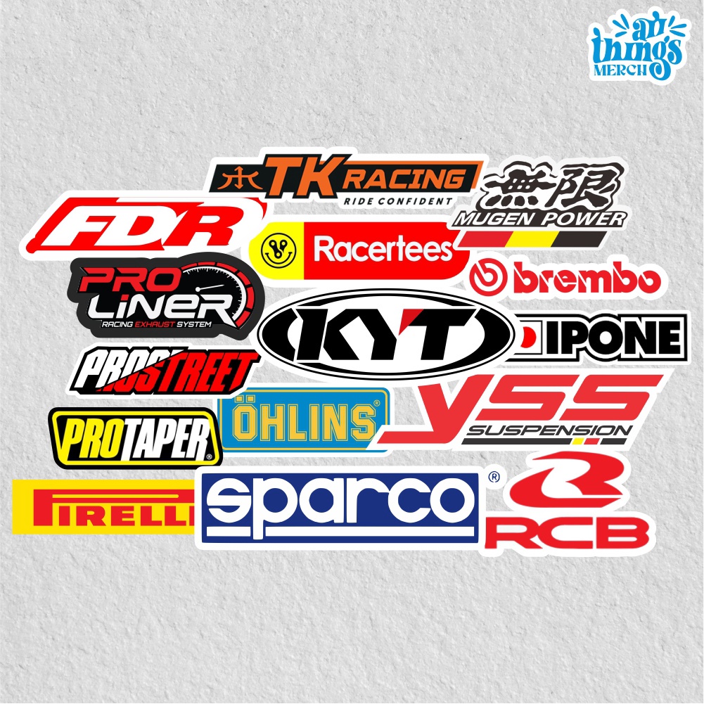 Sticker Racing Motor 14pcs / Stiker Untuk Motor. Helm, Laptop, Hp