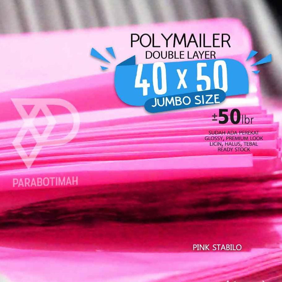 

Pabrik Polymailer JUMBO amplop packing besar 40x50 PAHE isi 50 lbr PINK STABILO irit lakban premium look