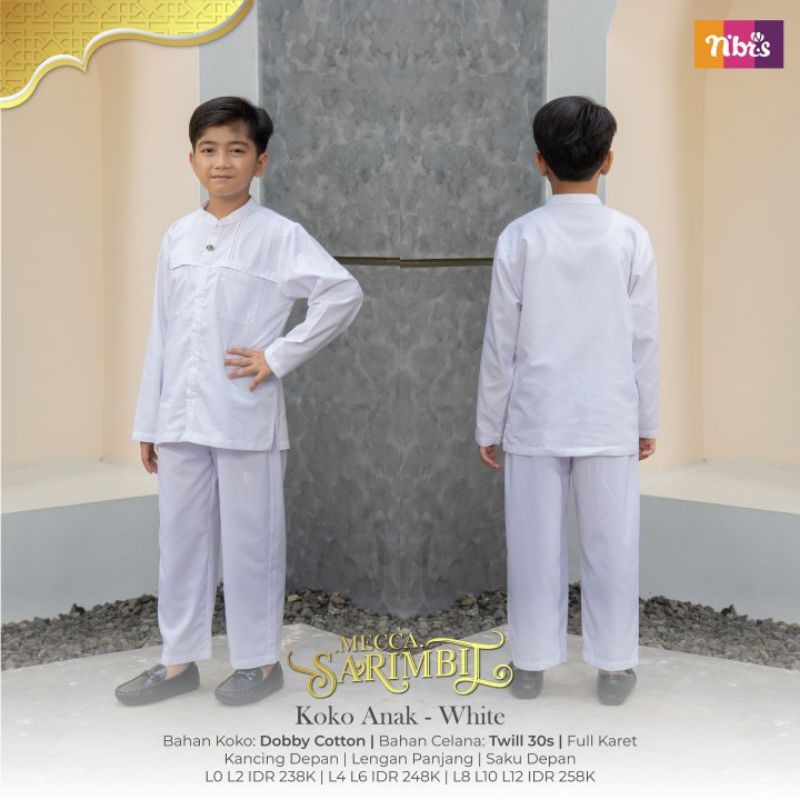 SARIMBIT NIBRAS MECCA WHITE SET COUPLE KELUARGA