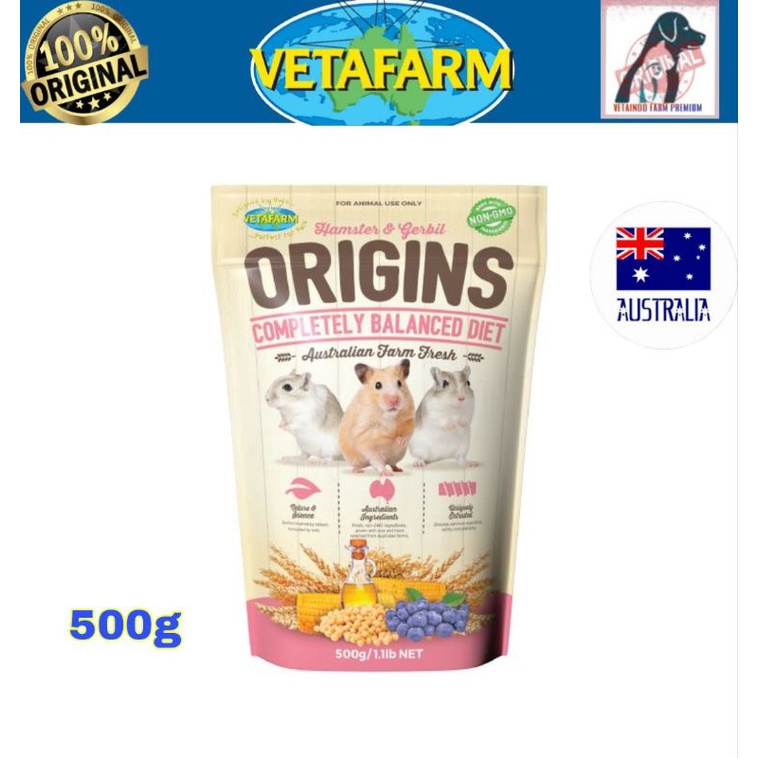 VETAFARM ORIGINS HAMSTER &amp; GERBIL PAKAN HAMSTER DAN GERBIL IMPORT