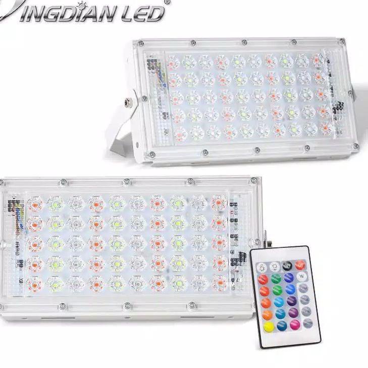 Pencarian Terkini LAMPU SOROT LED RGB 50W 220V ANTI AIR WARNA WARNI LED SOROT RGB REMOT 50WATT