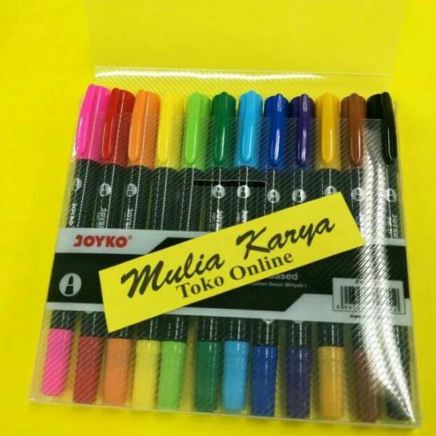 

Termurah Pen / Spidol 12 Warna Joyko Pmc 27 / Color Permanent Marker Dual Tip