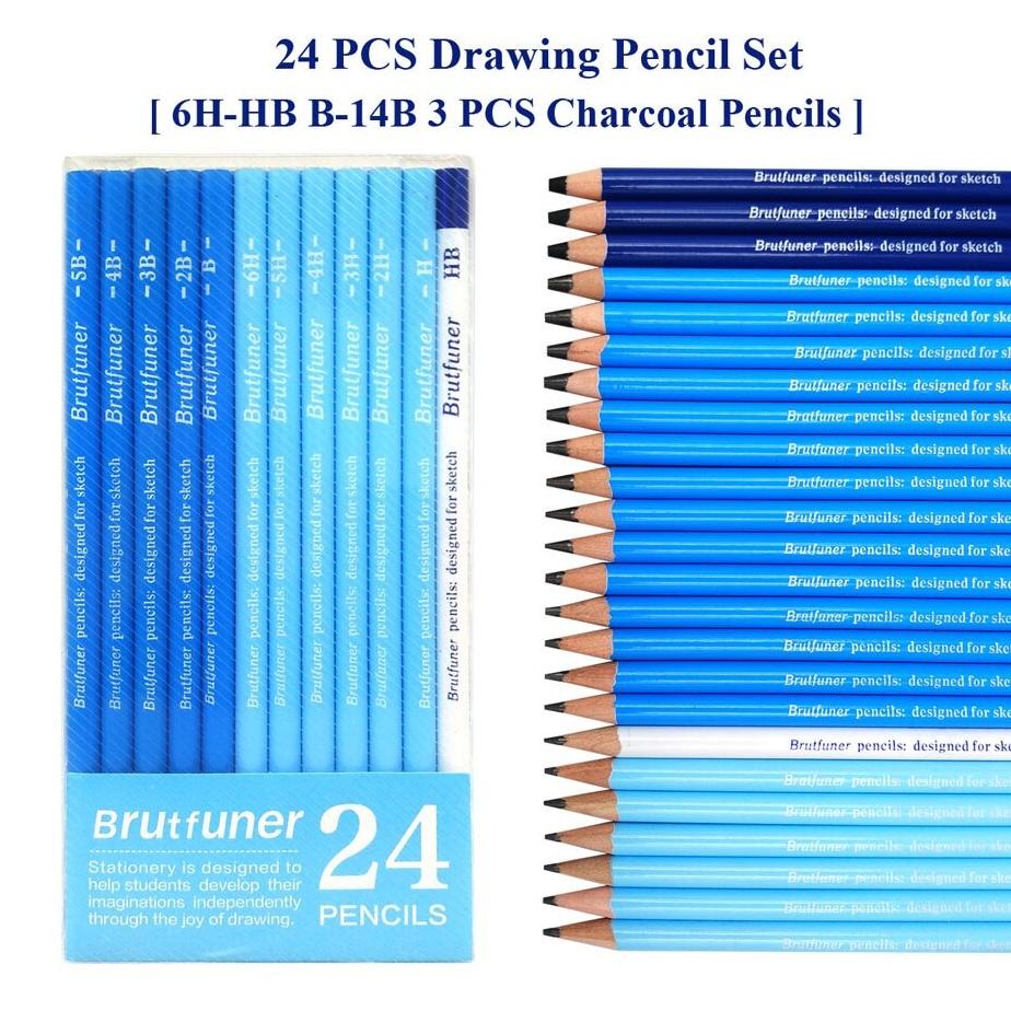 

Terlaris Brutfuner 24Pcs Sketching Pencil/Pensil Sketsa/Pensil Gambar Set