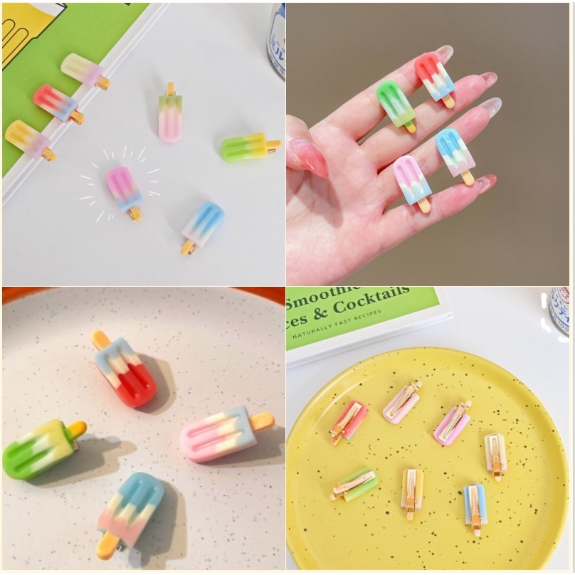 【Bayar di tempat】Jepit Rambut Korea Gaya Sederhana Wanita Manis Lucu colorful ice cream hair clip