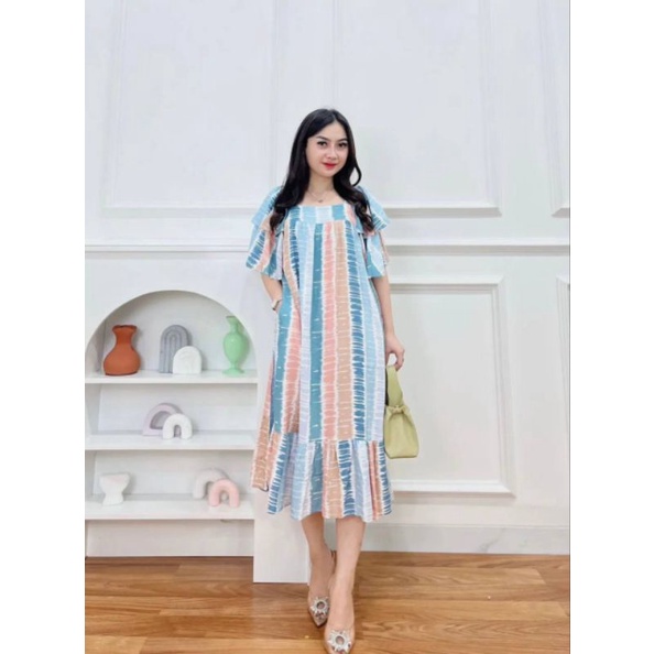 NEW ARUNA DRESS PREMIUM DRESS VIRAL DRESS KEKINIAN DRESS REMPEL DRESS LENGAN TUMPUK