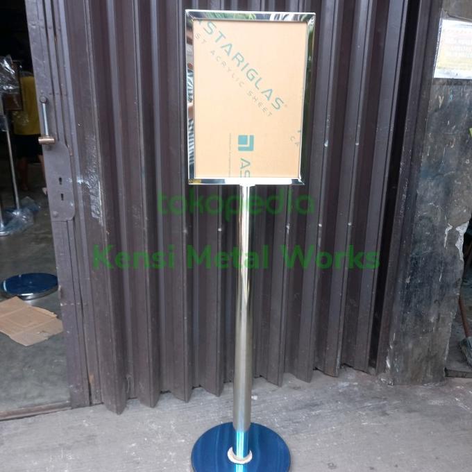 

Sign Stand Stainless Brosur Banner Poster QR Sign Frame display A3
