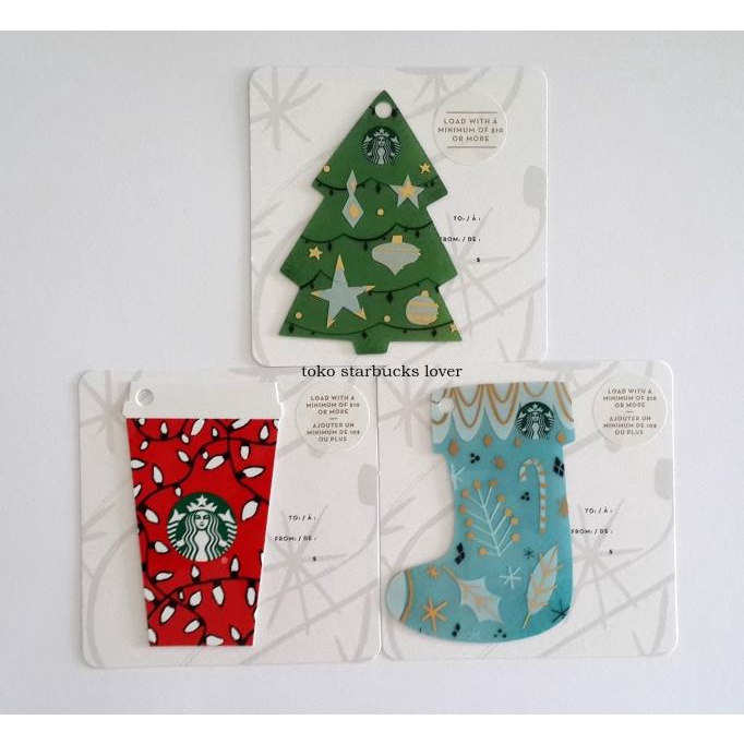 

Starbucks Card US Holiday set 3 kartu Die cut - Red cup n Tree