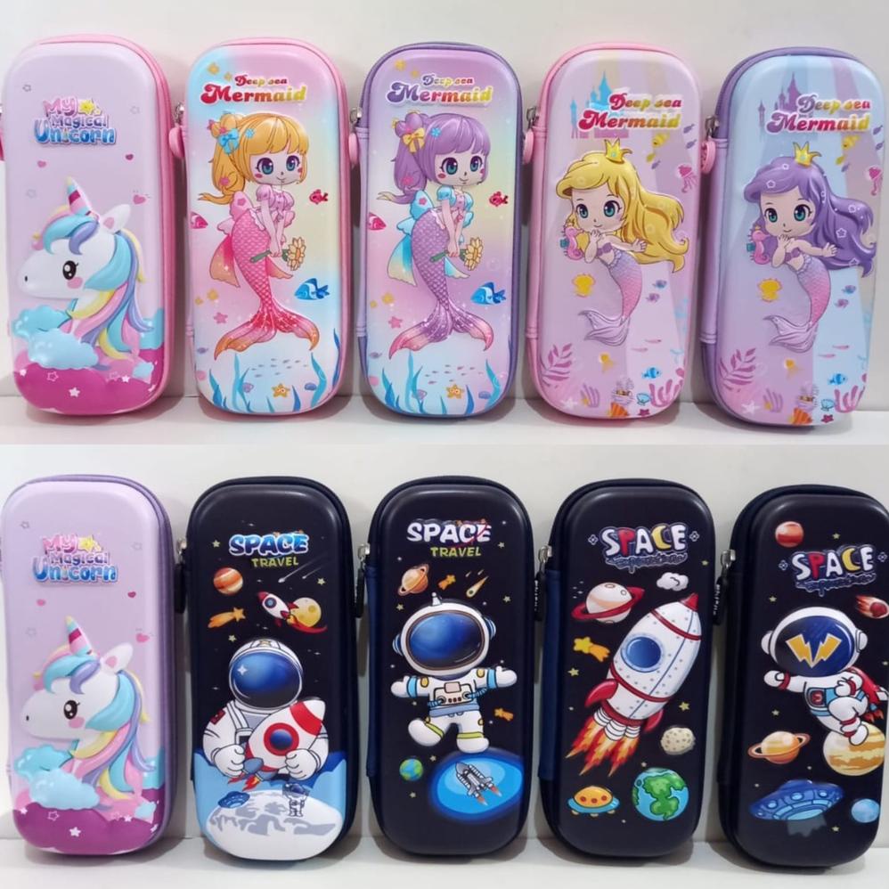 

Tempat pensil 3D Premium Banyak Sekat di bagian dalam Kantong zipper kotak pensil 3D unicorn timbul bahan EVA untuk anak import kado anak perempuan