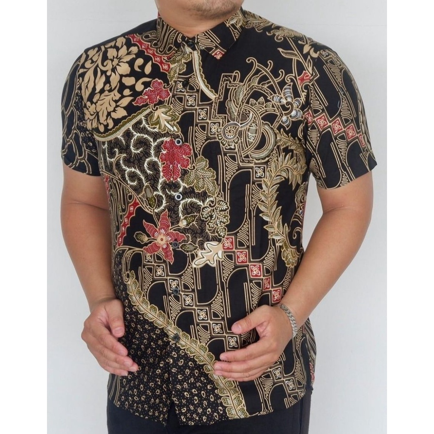 Baju Batik Pria Slimfit Kemeja Lengan Pendek Hem Slim Fit LBS 2080