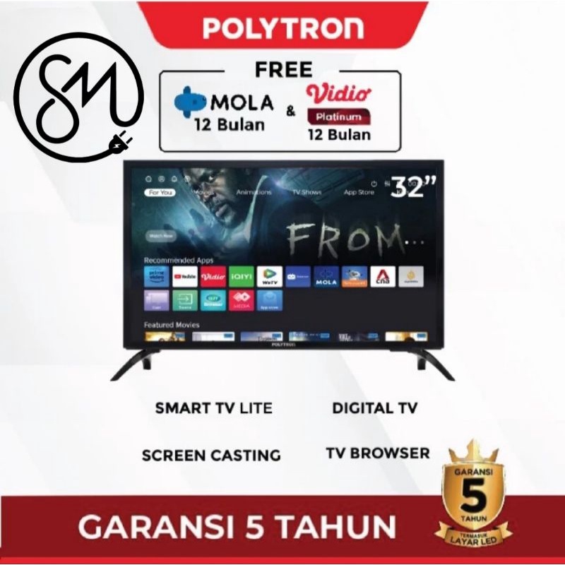 LED TV Polytron 32 inch PLD 32CV1869 Smart tv Linux OS Digital