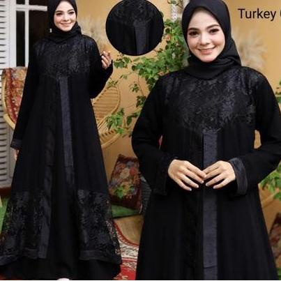 Gamis Mewah Dress Abaya Hitam Dubai Turkey Arab Turkey 01