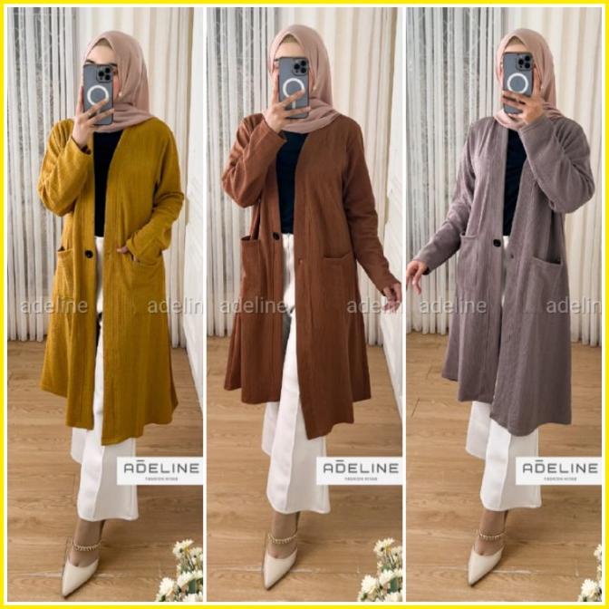 AK5 Long Cardigan Rajut Wanita Blazer Kardigan Panjang Wanita LD 104