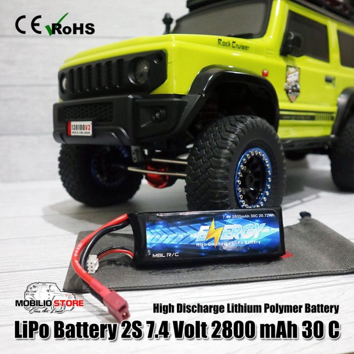 Energy Battery LiPo 2S 7.4V 2800 mAh 30C High Discharge Baterai RC