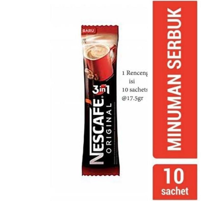 

NESCAFE Original 3 in 1 Sachet / Kopi Hitam Sachet Stick Stik 17.5gr x 10 renteng