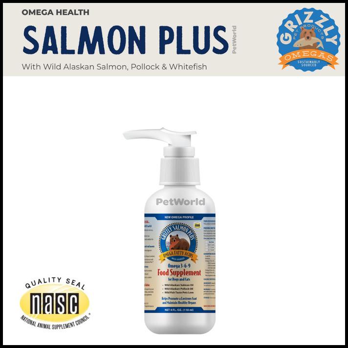 Grizzly Salmon Oil 4Oz - Dog Fish Oil Vitamin Minyak Ikan Anjing Hewan